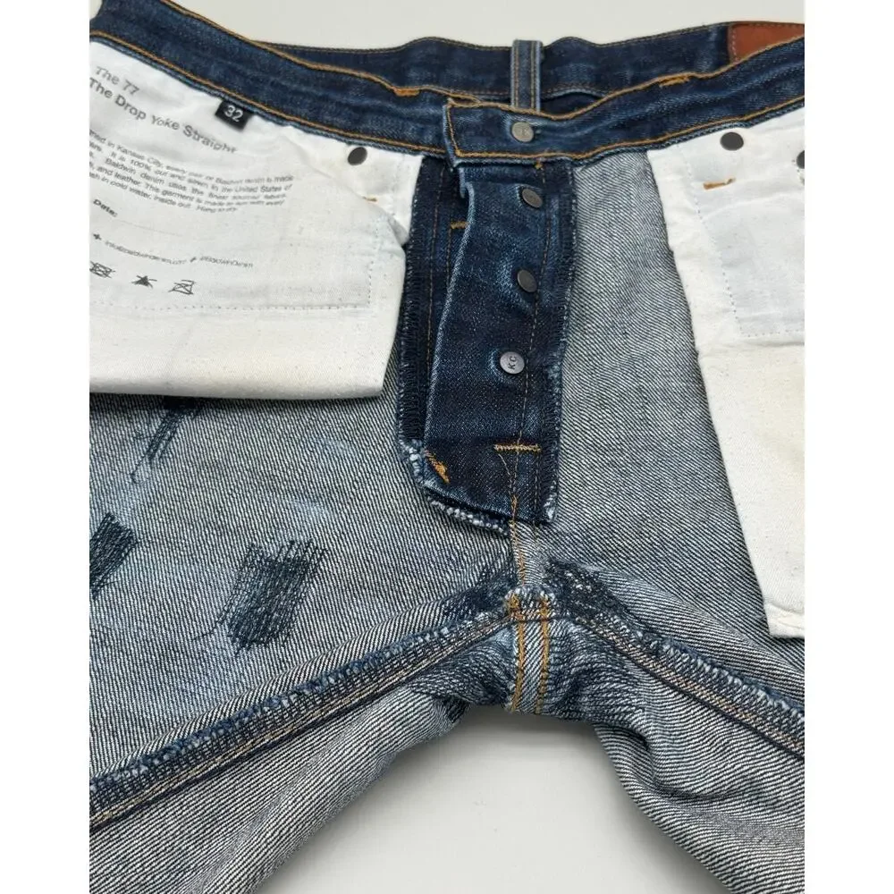 Baldwin The 77 Drop Yoke Straight Selvedge Jeans 32x30 USA Japanese Denim